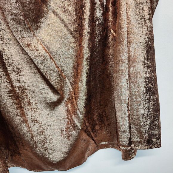 Future Collective Metallic Blouse Size 2X Puff Shoulder Futuristic Holiday Glam - Picture 7 of 15